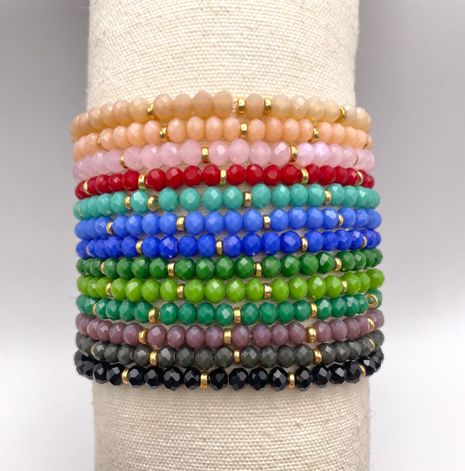 Bracciale elastico con cristalli colorati