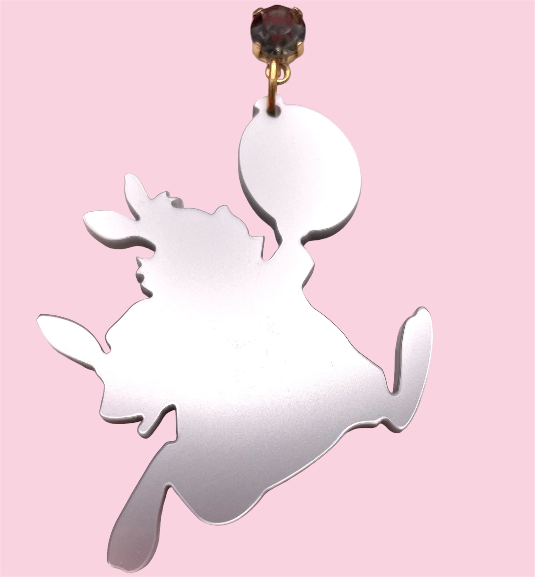 Orecchino mono in plexiglass argento