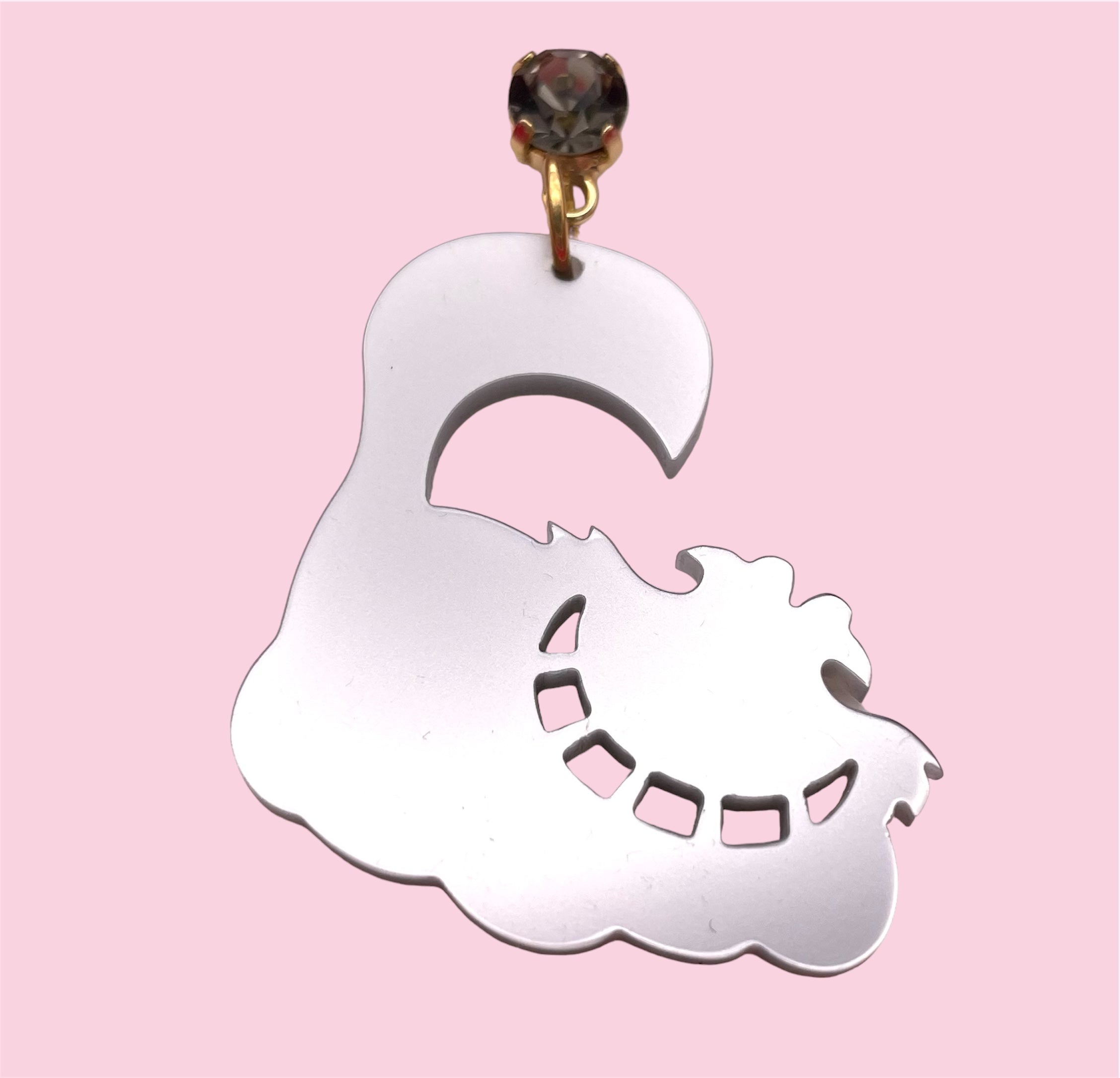 Orecchino mono in plexiglass argento